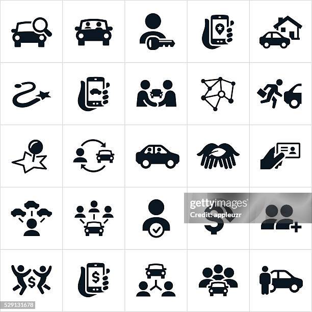 ridesharing and carpooling icons - passenger stock illustrations