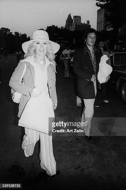 Connie Stevens walking on the street; circa 1970; New York.