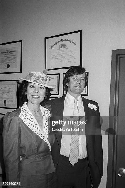 Archie Stirling with Diana Rigg at their wedding at NY Citty Hall, 1982; New York.