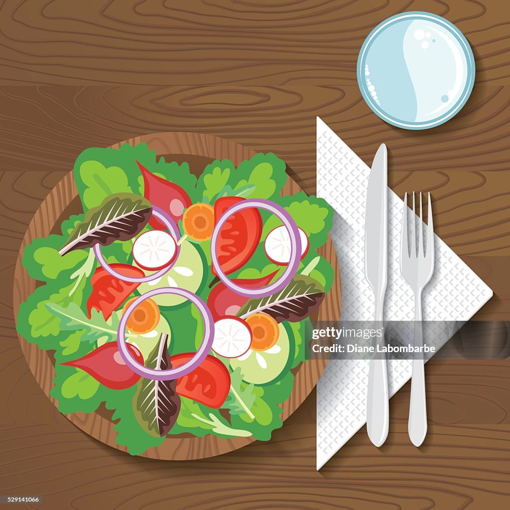 Paper Plate Of Food On A Wood Background