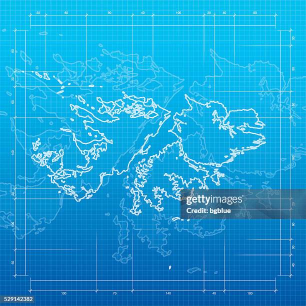 falkland islands map on blueprint background - argentina map stock illustrations
