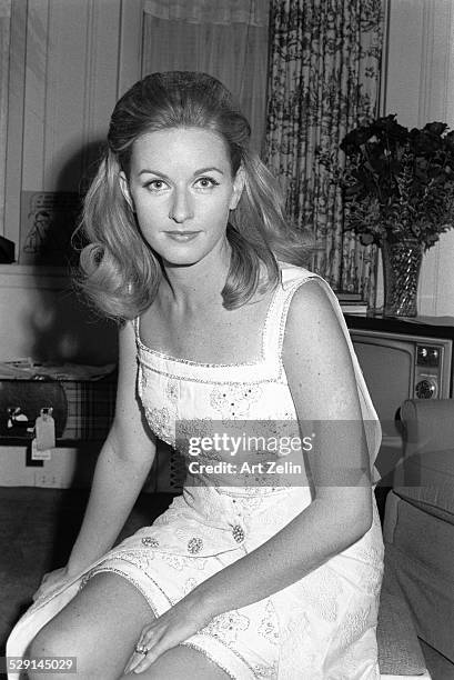 Pia Lindstrom Ingrid Bergman's daughter in a hotel room; circa 1970; New York.