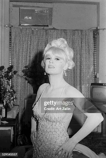 Mamie Van Doren in beaded dress; circa 1970; New York.