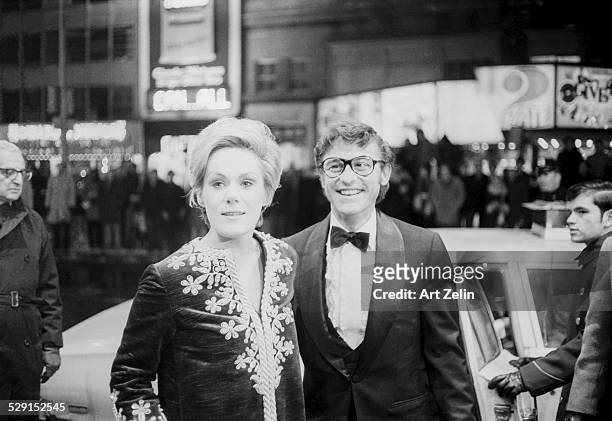 Roddy McDowall with Tammy Grimes in formal dress; circa 1970; New York.