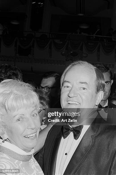 Hubert Humphrey with his wife Muriel dancing at a political dinner; circa 1970; New York.