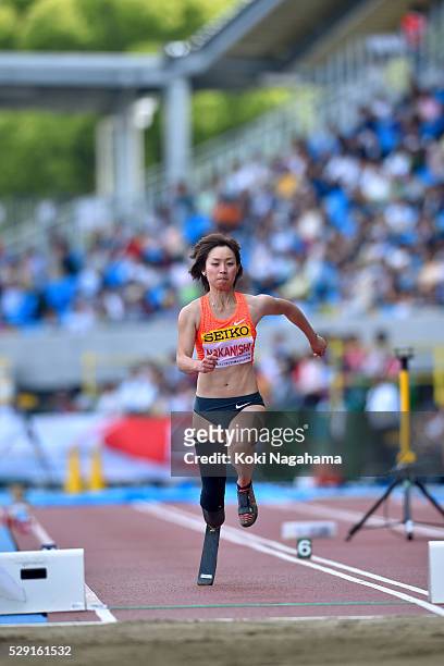 Maya Nakanishi of Japan competes in the Women's Longjump T44 during the SEIKO Golden Grand Prix 2016 at Todoroki Stadium on May 8, 2016 in Kawasaki,...