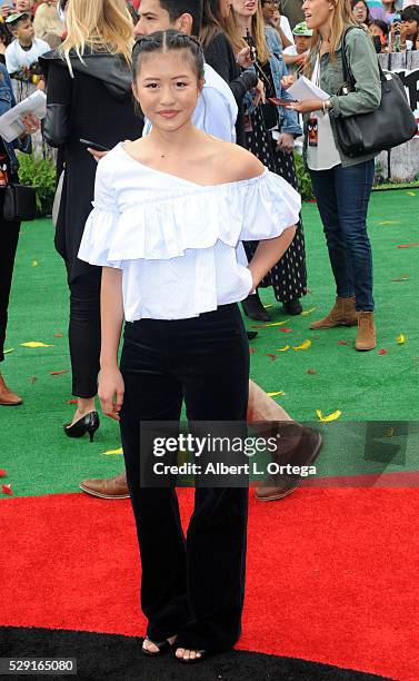 Actress Haley Tju arrives for the Premiere Of Sony Pictures' "Angry Birds" held at Regency Village Theatre on May 7, 2016 in Westwood, California.