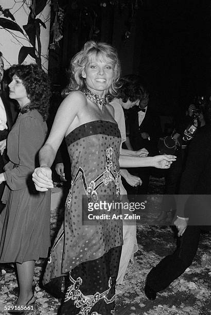 Cathy Lee Crosby dancing at a party.; circa 1970; New York.