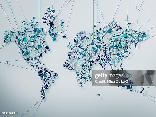 world map lines - full color world map stock-fotos und bilder