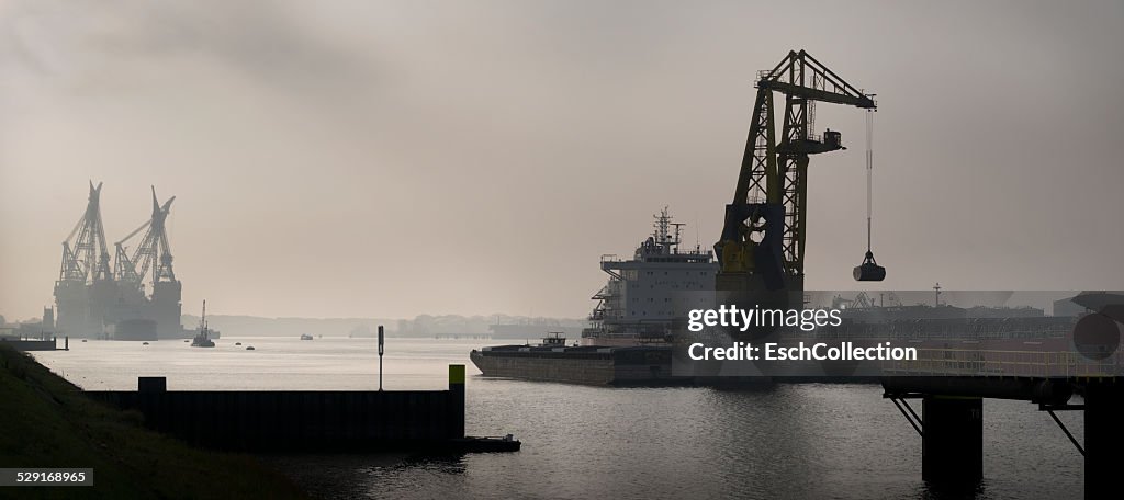 Panorama shot of the Port of Rotterdam