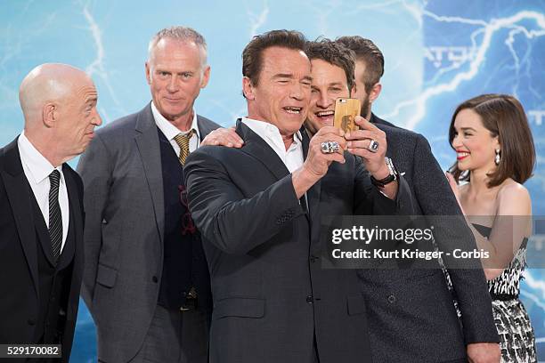 Simmons, Alan Taylor, Arnold Schwarzenegger, Jason Clarke, Jai Courtney, Emilia Clarke Terminator Genisys European premiere Berlin, Germany June 21,...