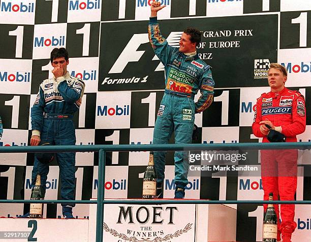 In Jerez 16.10.94, Damon HILL Michael SCHUMACHER , Mika HAEKKINEN