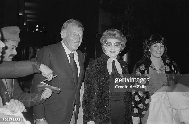 Lucie Arnaz; Lucille Ball and Gary Morton arriving at an event; circa 1970; New York.