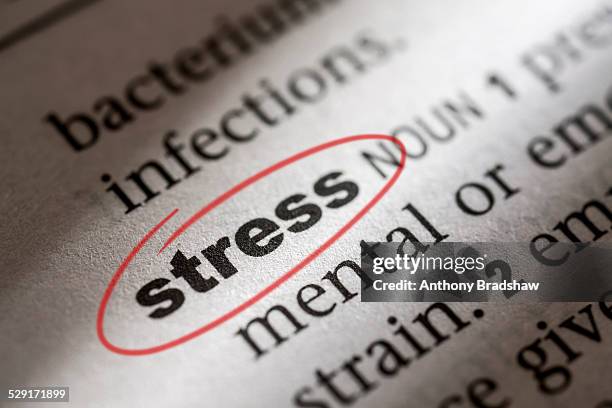dictionary entry for the word stress - dictionary entry stock pictures, royalty-free photos & images
