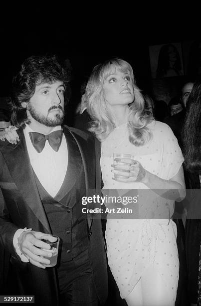 Sylvester Stallone with Susan Anton at the Regency Hotel for a formal event; circa 1970; New York.