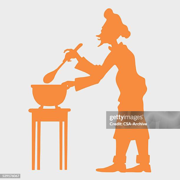 cook stirring a pot - stirring stock illustrations