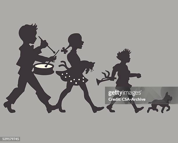 parade of children - child marching stock illustrations