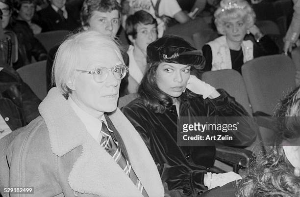 Andy Warhol with Bianca Jagger at the Beacon Theater; circa 1970; New York