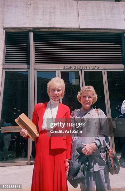 Janet Leigh and June Allyson outside the Avery Fisher Hall; circa 1990; New York.