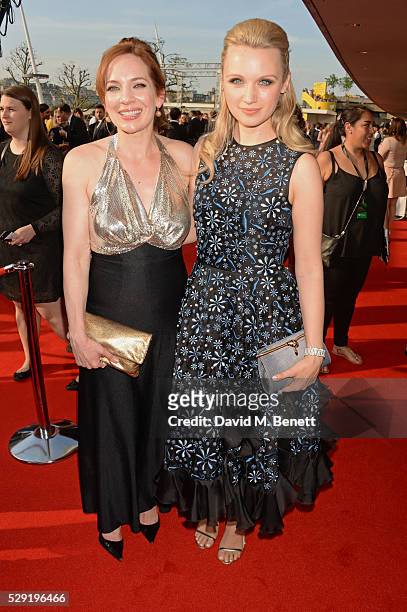 Katherine Parkinson and Emily Berrington attend the House Of Fraser British Academy Television Awards 2016 at the Royal Festival Hall on May 8, 2016...