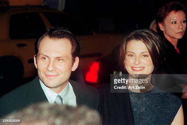 Christian Slater on the red carpet with his wife.