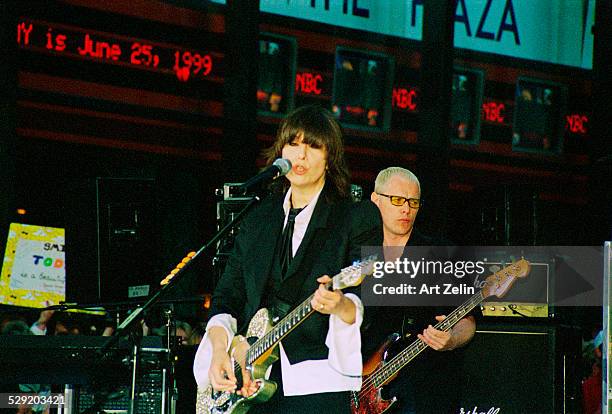 Chrissie Hynde of The Pretenders, in performance, 1999; New York.