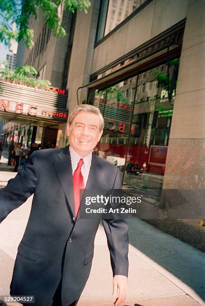 Dan Rather outside NBC; circa 1990; New York.