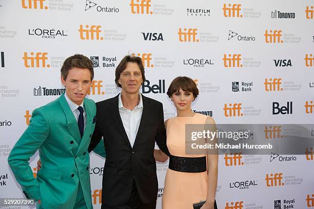 Actor Eddie Redmayne director James Marsh and actress Felicity Jones attend 'The Theory of Everything" premiere during the 2014 Toronto International...