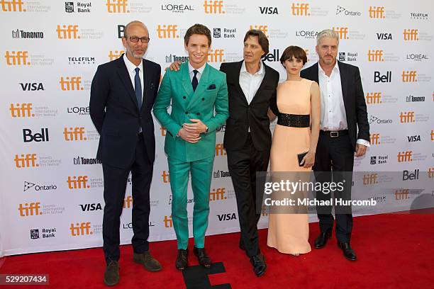 Eric Fellner, Eddie Redmayne, James Marsh, Felicity Jones and Anthony McCarten attend 'The Theory of Everything" premiere during the 2014 Toronto...