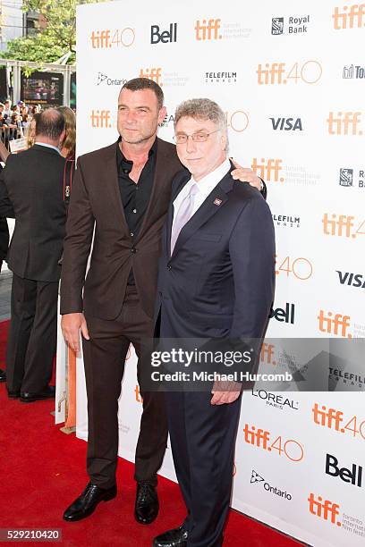 Liev Schreiber and Marty Baron at the "Spotlight" premiere during the 40th Toronto International Film Festival