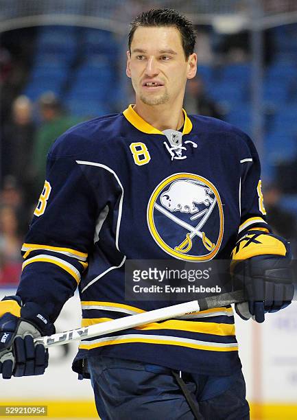 Cody McCormick of the Buffalo Sabres plays in the game against the Montreal Canadiens at the First Niagara Center on November 5, 2014 in Buffalo, New...