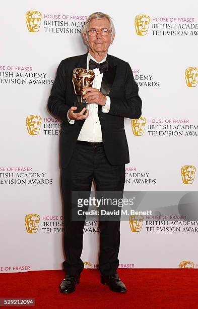 Sir Tom Courtenay, winner of Best Supporting Actor for "Unforgotten", poses in the winners room at the House Of Fraser British Academy Television...