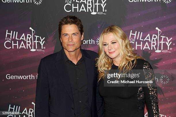 Rob Lowe and Sheryl Berkoff attend the 3rd Annual Hilarity for Charity Variety Show to benefit the Alzheimer's Association, presented by Genworth at...