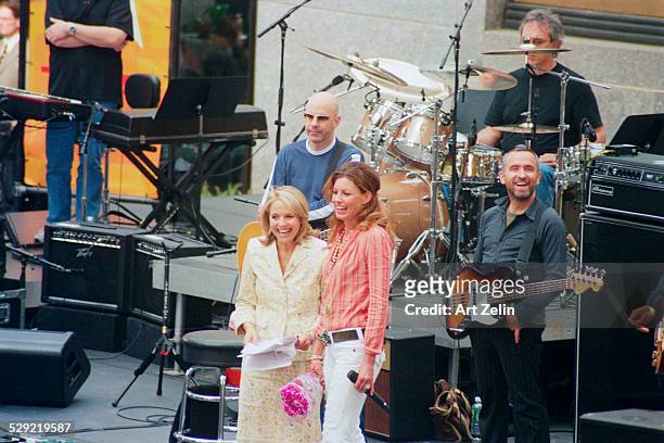 Faith Hill, with the band, being interviewed by Katie Couric for the Today Show; 2005; New York.