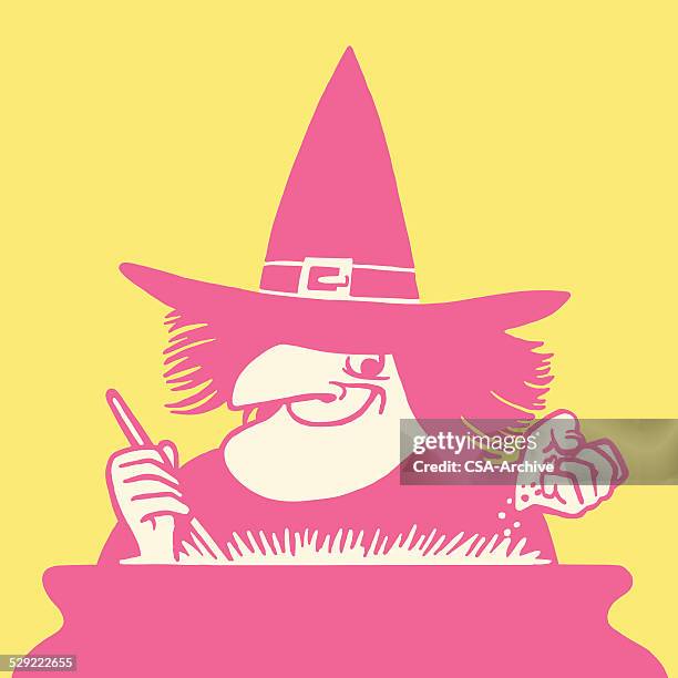 witch stirring a potion - potion stock illustrations