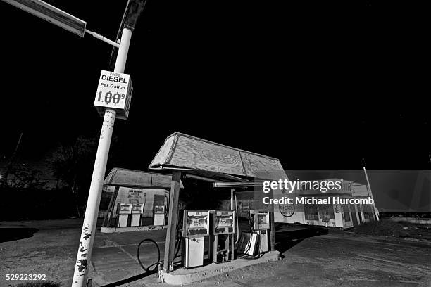 Vacant gas station on Route 66 in Oro Grande, California