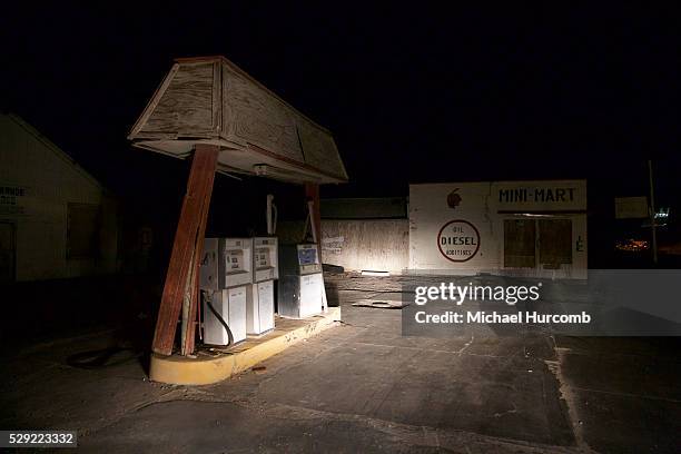 Vacant gas station on Route 66 in Oro Grande, California