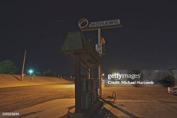 Vacant gas station on Route 66 in Oro Grande, California