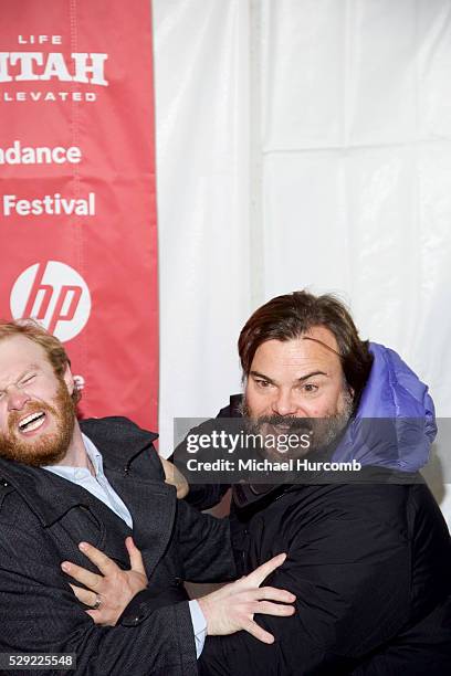 Actors Henry Zebrowski and Jack Black, attend "The D Train" premiere at the 2015 Sundance Film Festival