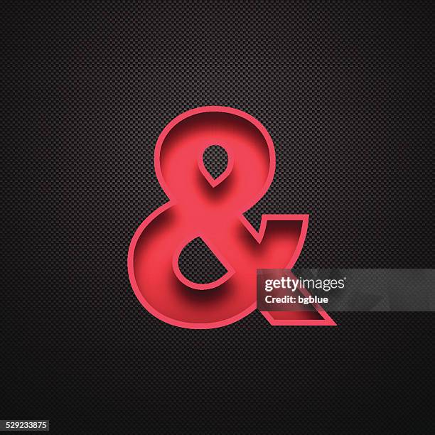 ilustrações, clipart, desenhos animados e ícones de ampersand símbolo & vermelha símbolo de fundo de fibra de carbono - ampersand 3d