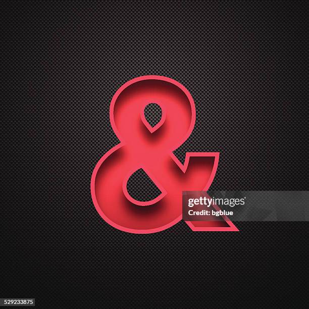 ilustrações de stock, clip art, desenhos animados e ícones de ampersand símbolo &-símbolo de vermelho sobre fundo de fibra de carbono - ampersand