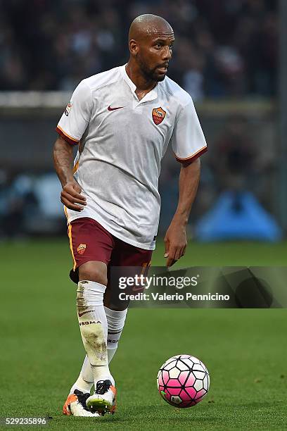 Douglas Maicon of AS Roma in action during the Serie A match between Genoa CFC and AS Roma at Stadio Luigi Ferraris on May 2, 2016 in Genoa, Italy.