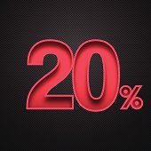 Twenty Percent Design (20%). Red number on Carbon Fiber Background