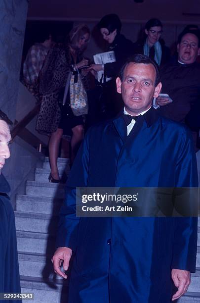 David Janssen in a navy overcoat; circa 1970; New York.