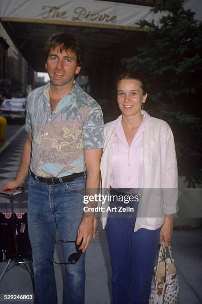John Ritter with his wife Nancy Morgan outside The Piere; circa 1970; New York.