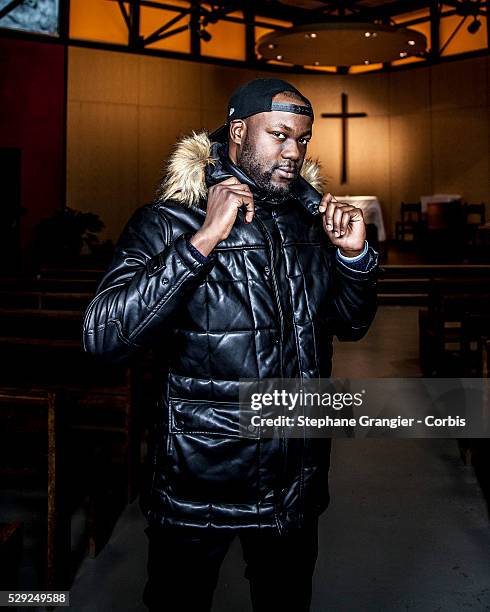 El Nino La Bonne Nouvelle, Musician, RAP, Catholic, Golgotha Music Association, photographed in Aulnay Sous Bois