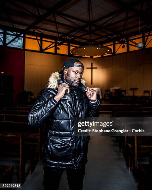 El Nino La Bonne Nouvelle, Musician, RAP, Catholic, Golgotha Music Association, photographed in Aulnay Sous Bois