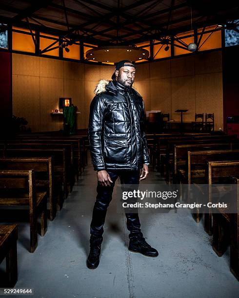 El Nino La Bonne Nouvelle, Musician, RAP, Catholic, Golgotha Music Association, photographed in Aulnay Sous Bois