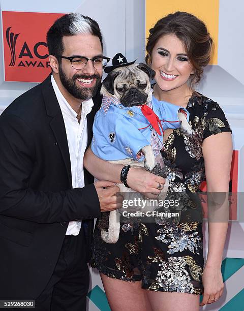 Guest, Doug the Pug and owner Leslie Mosier attend the 51st Academy of Country Music Awards at MGM Grand Garden Arena on April 3, 2016 in Las Vegas,...