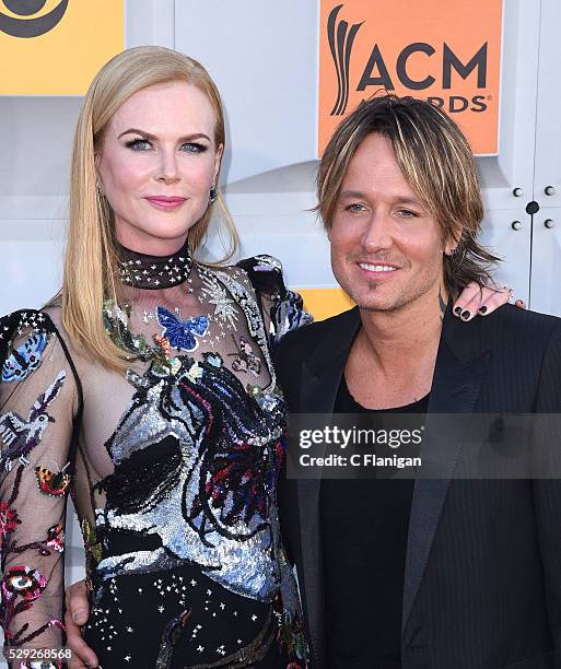 Actress Nicole Kidman and musician Keith Urban attend the 51st Academy Of Country Music Awards at MGM Grand Garden Arena on April 3, 2016 in Las...